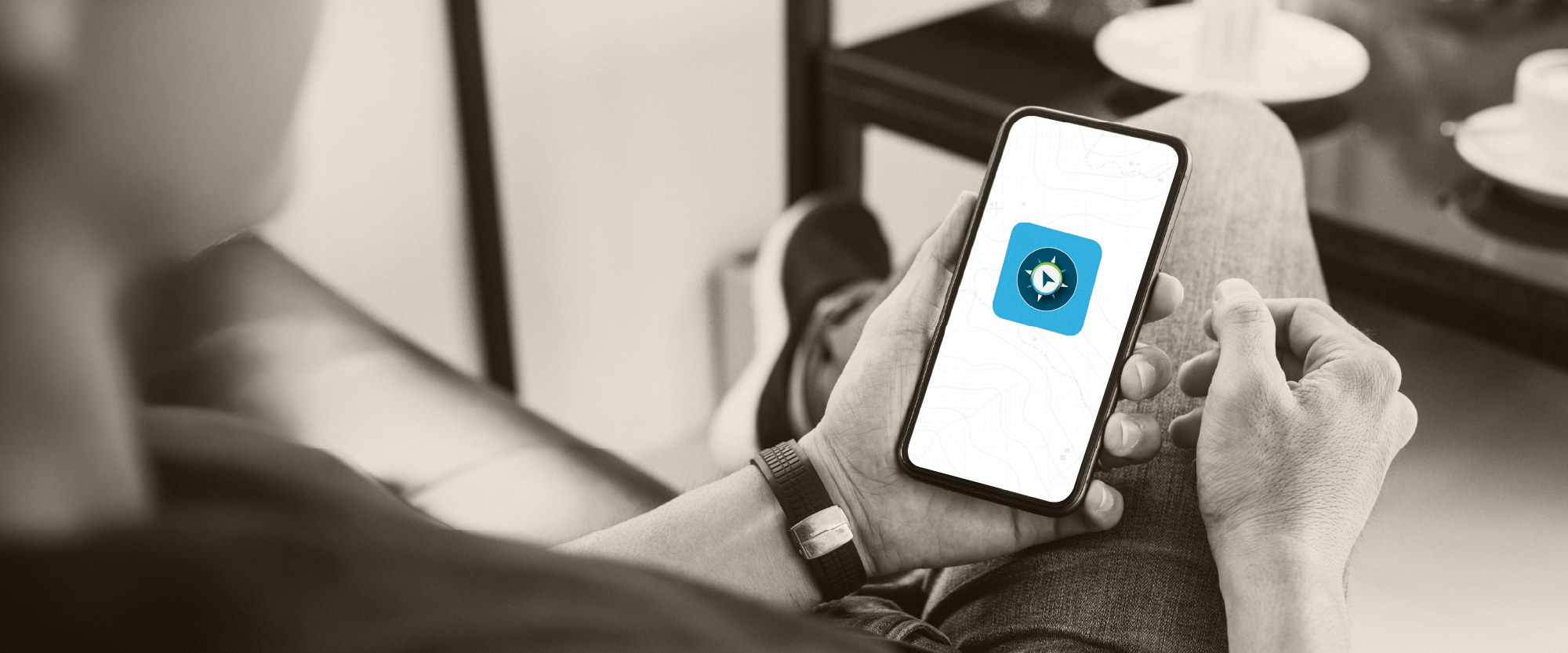 new cyan mobile banking app store logo on a mobile phone