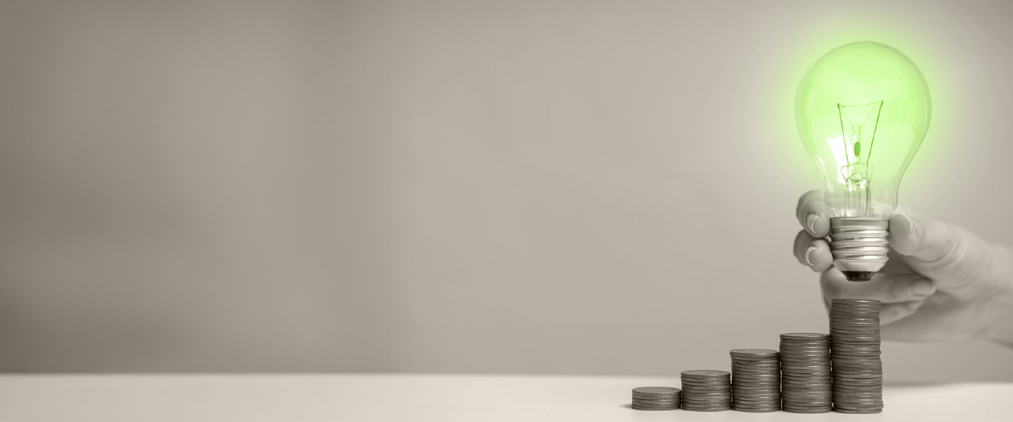 hand holding a green lightbulb