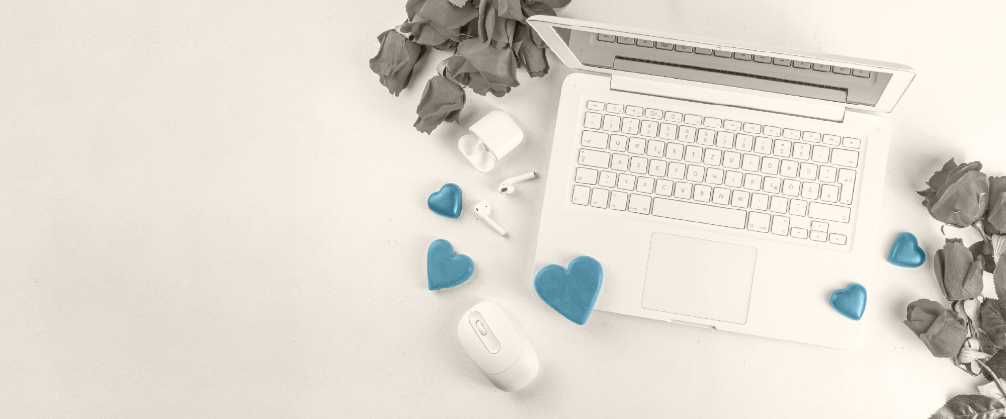 hearts over a keyboard