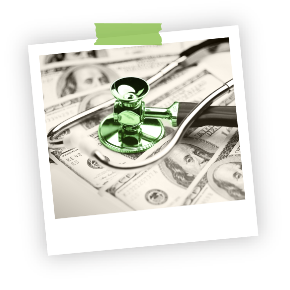 Blue icon of open hand with dollar sign above it